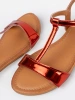Women's red flat sandals