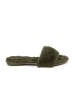 Green fur women's slippers