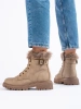 Beige Ankle Boots with Faux Fur