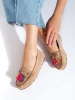 Light Beige Suede Boho Loafers with Tassels