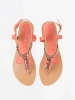 Koralowe sandały japonki z łańcuszkiem