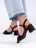 Stylish Black Block Heel Sandals by Sergio Leone
