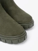 Green ankle boots with elastic inserts