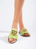 Green Slip-On Sandals with Gold Accent