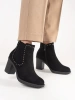 Black suede block-heeled ankle boots