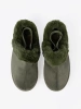Dark green snow boots style shoes with fur