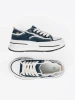 Women's navy blue sneakers with white accents
