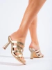 Golden Heeled Slip-Ons