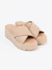 Beige women's suede wedge sandals