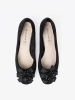 Black Women's Pumps with Decorative Flower