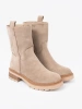 Minimalistyczne botki beżowe z miękkiego zamszu