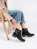 Black Suede Ankle Boots with Decorative Strap