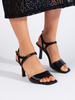 Sleek Black Heeled Sandals by Sergio Leone