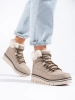 Beige Platform Ankle Boots