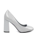 Light grey patent leather pumps