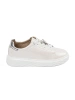 Biało-srebrne sneakersy z przypinką skórzane Sergio Leone