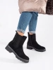 Black Suede Ankle Boots with Stretch Panel