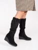 Black Suede Wedge Boots