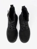 Black Worker Boots with Buckle and Lacing