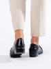Black Faux Leather Slip-On Loafers