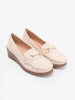 Beige Wedge Moccasins with Decorative Chain