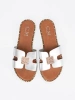 Silver flat sandals with cutouts
