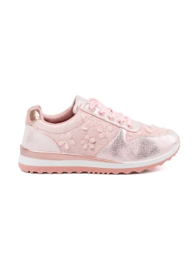 Pink Sneakers with Floral Motif