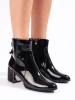 Glossy Black Ankle Boots