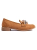 Chic Camel Loafers with Crystals