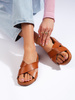 Charming Camel Slip-On Sandals with Wide Straps by Sergio Leone