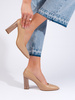 Beige Sergio Leone Heels with Decorative Block Heel