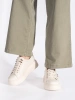 Beige Leather Platform Sneakers