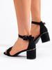 Suede Black Block Heel Sandals