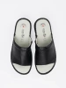 Women's black slides with a leather insole