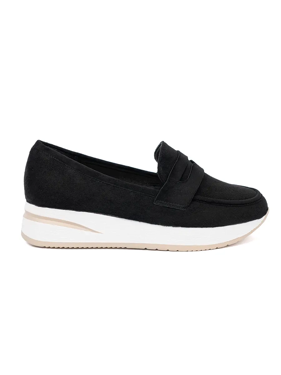 Black Suede Platform Loafers