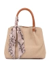 Light Brown Medium Handbag with Decorative Scarf