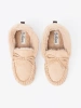 Warm Beige Moccasin Slippers with Bow