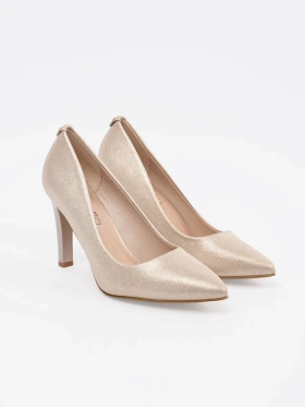 Beige Shiny Stiletto Heels