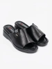Black platform openwork slides