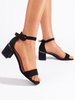 Suede Black Block Heel Sandals