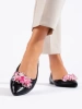 Black Patent Ballet Flats with Crystals