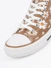 Beige Women's Sneakers with Flowers