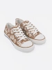 Beige Women's Sneakers with Flowers