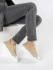 Beige women's sneakers with a thick sole