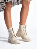 Creamy Patent Leather Platform Ankle Boots