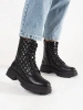 Black quilted platform boots