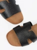 Black women's slides made from faux leather