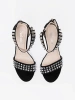 Black stiletto sandals with rhinestones
