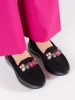 Suede platform loafers with crystals