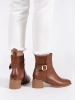 Charming Brown Buckle Boots with Heels